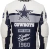 Dallas Cowboys Biker Navy And White Leather Jacket