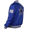 Dallas Cowboys Gray And White Rib Bomber Blue Jacket 1
