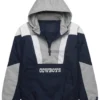 Dallas Cowboys HOMAGE X Starter Grey And Black Pullover Half Zip Jacket