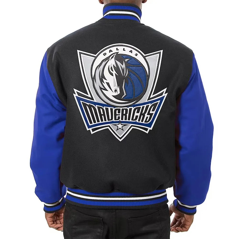 Dallas Mavericks Black And Blue Varsity Jacket Back