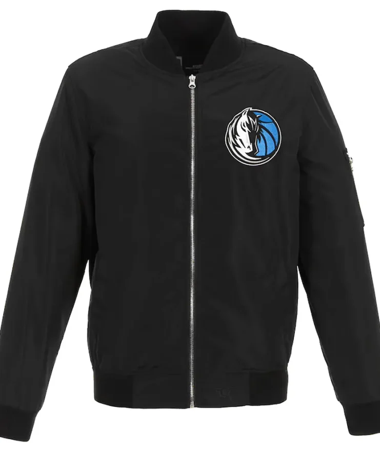 Dallas Mavericks Bomber Black Lightweight Nylon Jacket