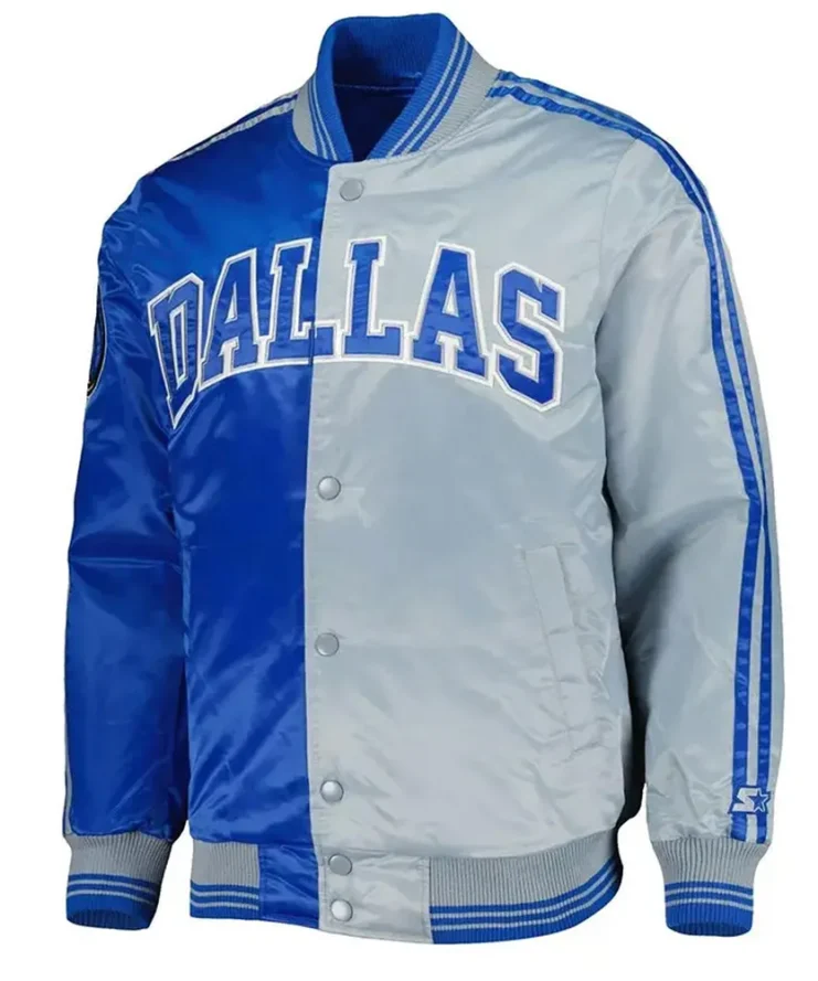 Dallas Mavericks Fast Break Royal And Gray Satin Jacket