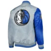 Dallas Mavericks Fast Break Royal And Gray Satin Jacket Back