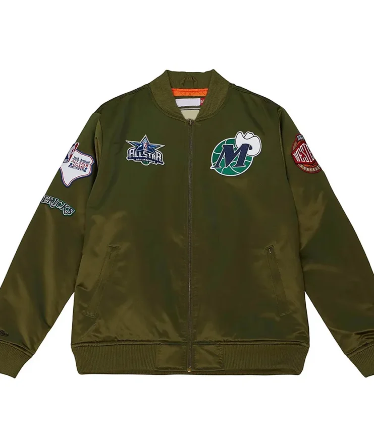 Dallas Mavericks Flight Green Satin Jacket