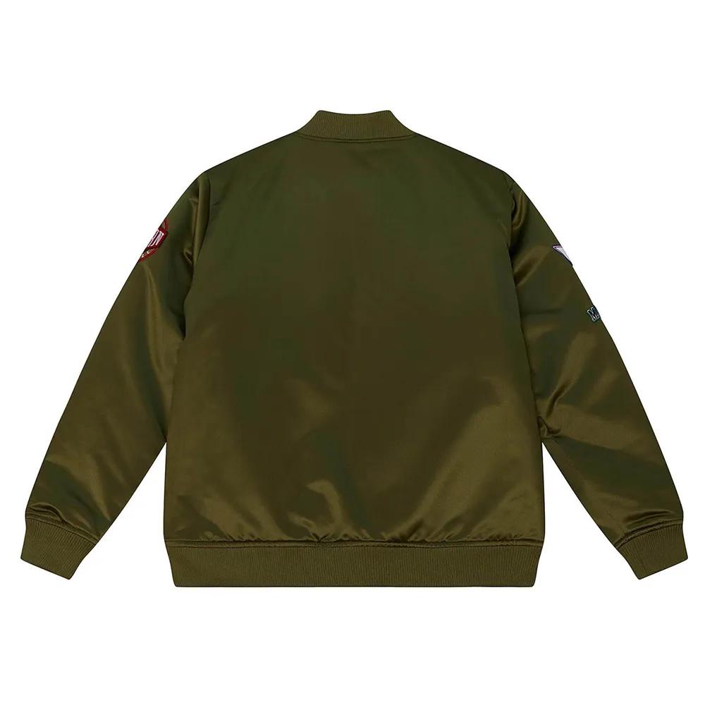 Dallas Mavericks Flight Green Satin Jacket Back