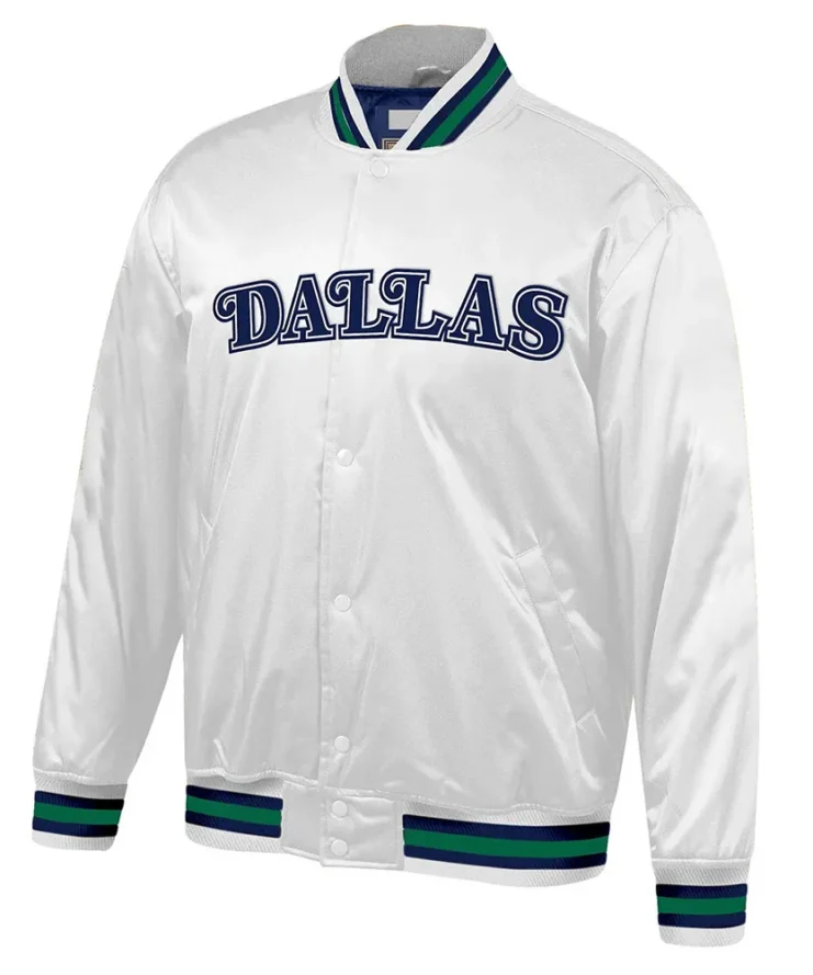 Dallas Mavericks Hardwood Classic White Lightweight Satin Jacket