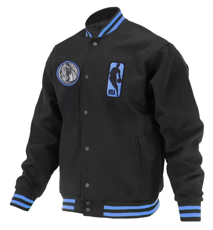 Dallas Mavericks Logoman Shadow Black Varsity Jacket