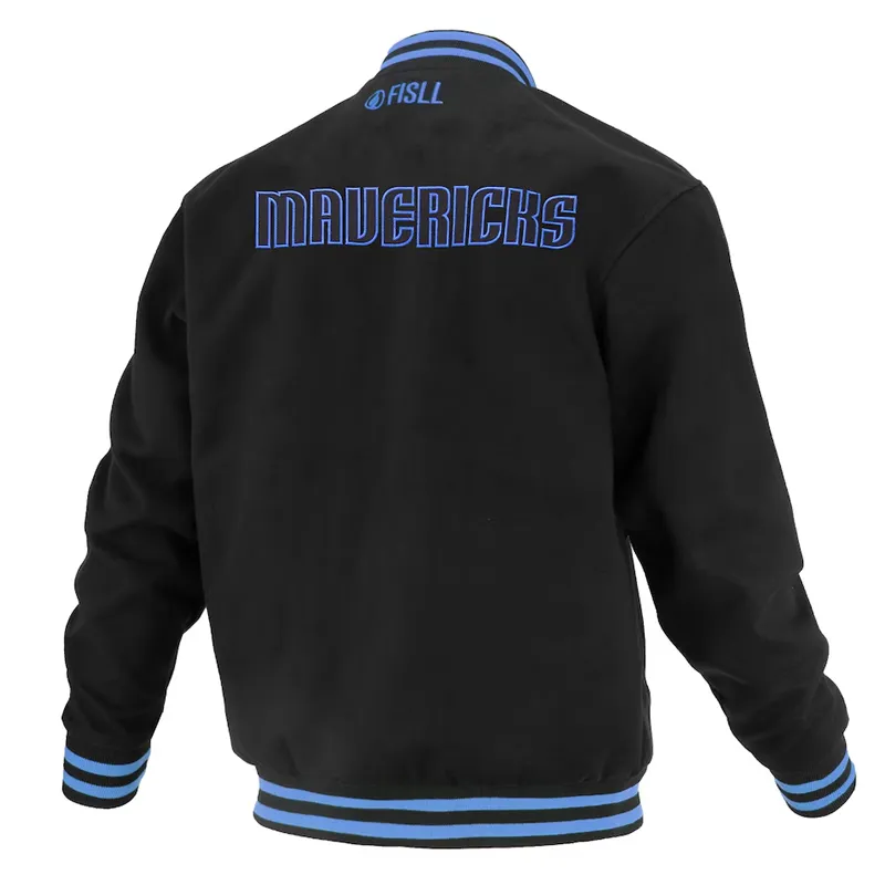 Dallas Mavericks Logoman Shadow Black Varsity Jacket Back