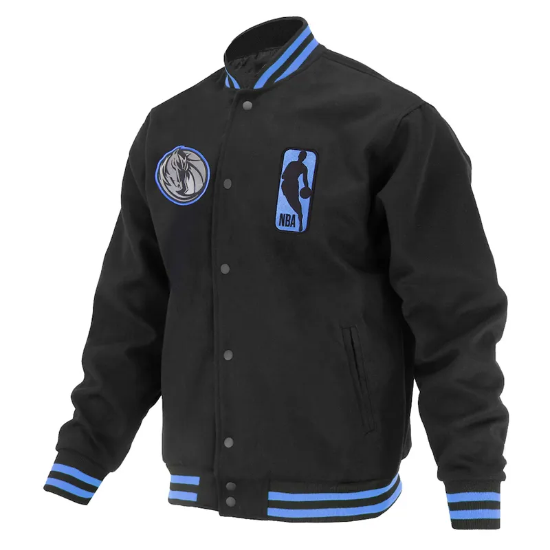 Dallas Mavericks Logoman Shadow Black Varsity Jacket
