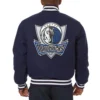 Dallas Mavericks Navy Blue Varsity Wool Jacket Back
