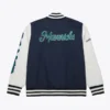 Dallas Mavericks Navy And White Fleece Varsity Jacket Back