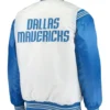 Dallas Mavericks Renegade Full Snap White And Blue Satin Jacket Back