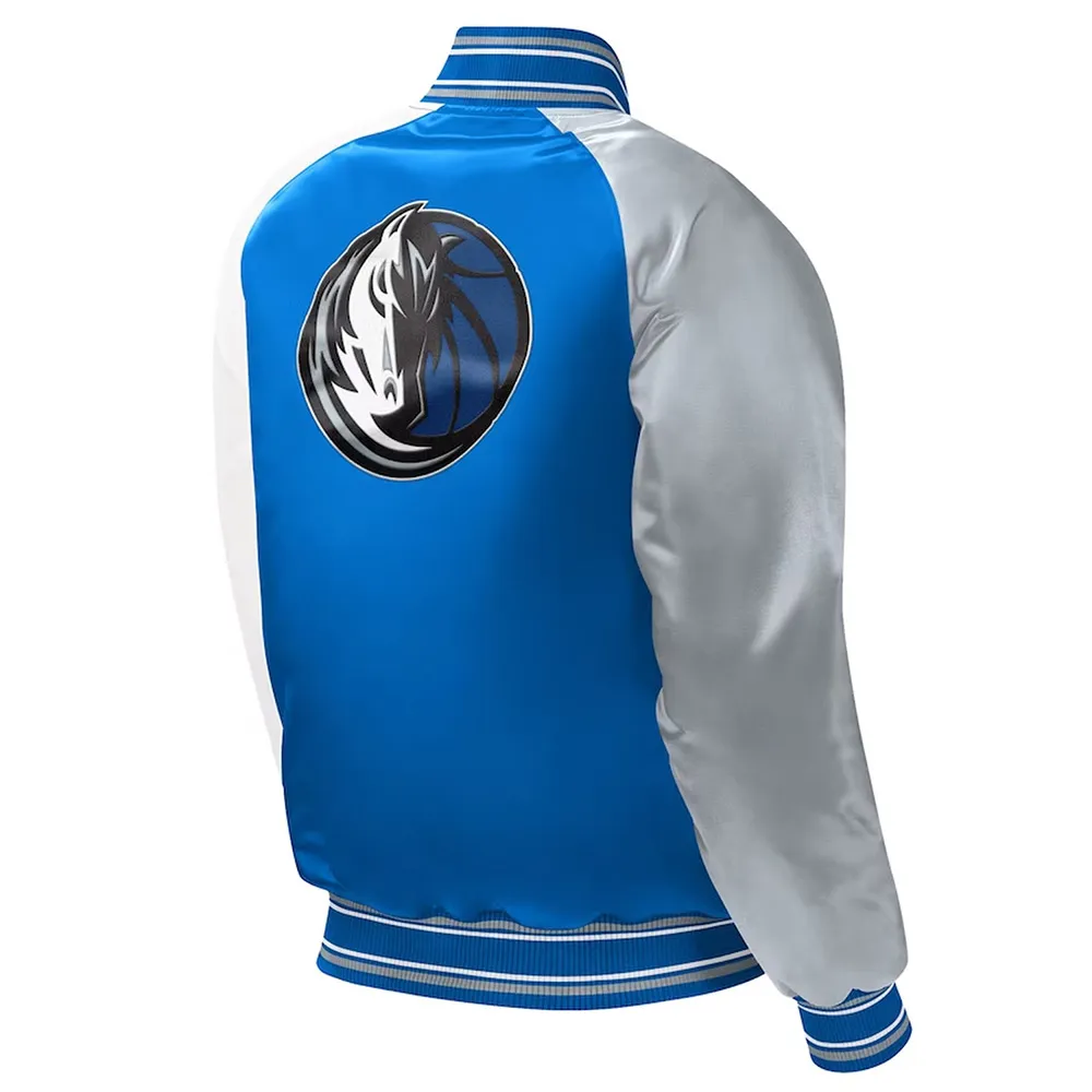 Dallas Mavericks Royal Youth Raglan Satin Jacket Back