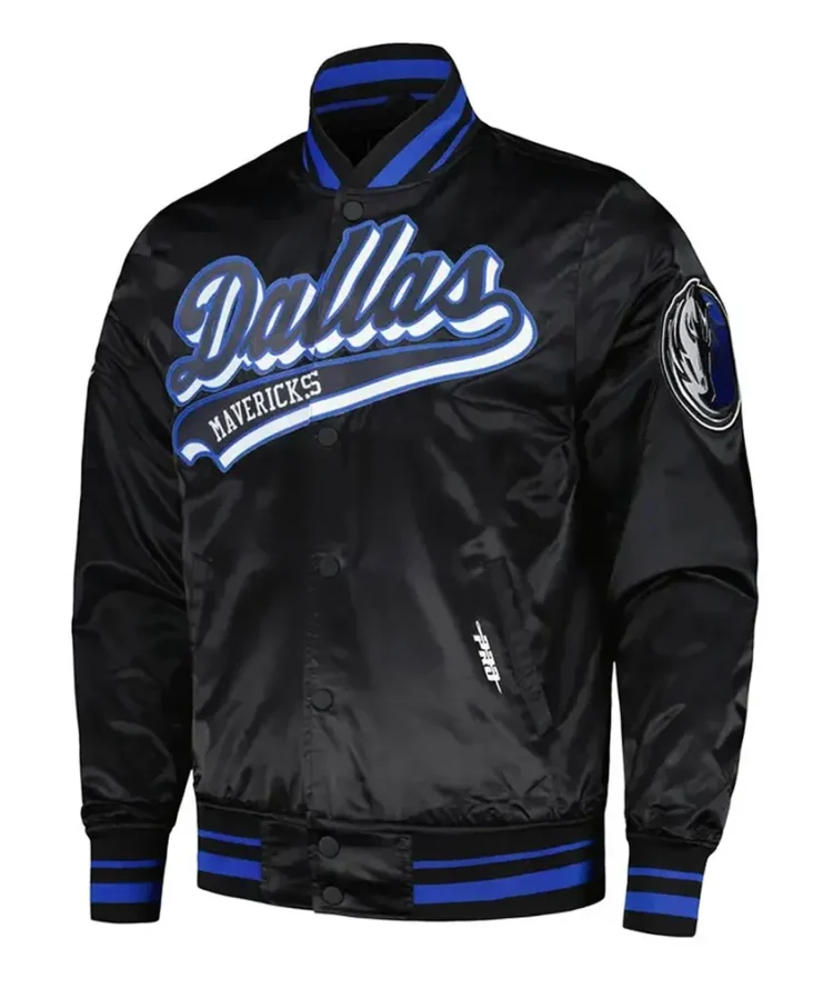Dallas Mavericks Script Tail Black Satin Jacket