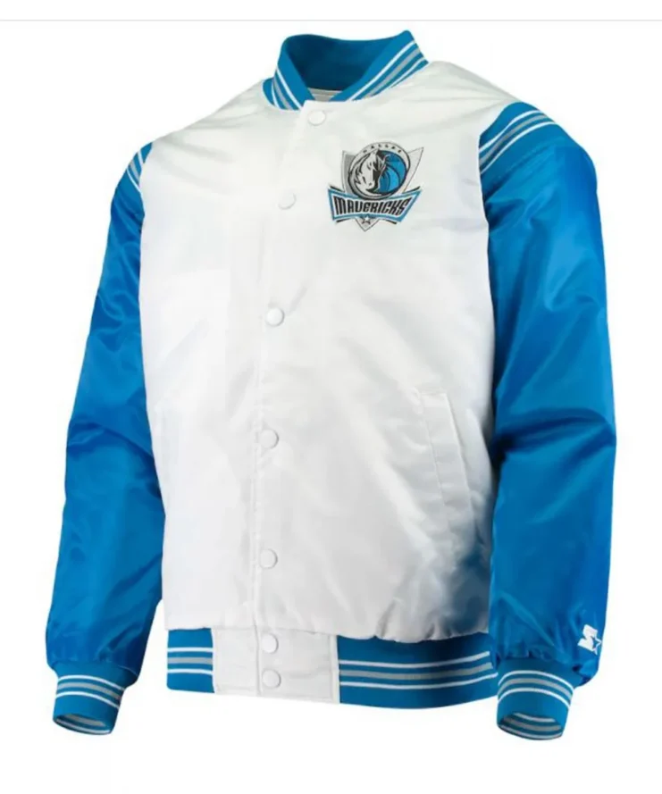 Dallas Mavericks Starter Blue And White Satin Jacket