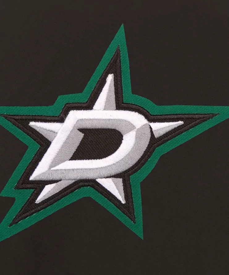 Dallas Stars Front Hit Poly Twill Black Jacket Back