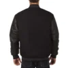 Dallas Stars Wool Leather Black Varsity Full Snap Jacket Back