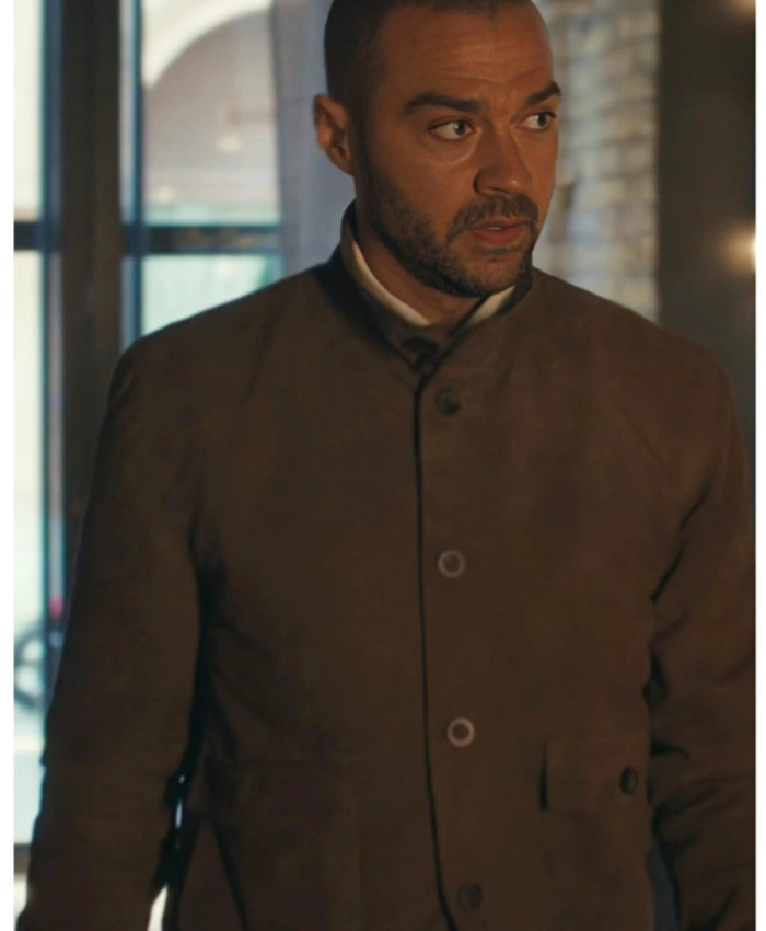 Daniel De Luca TV Series Hotel Costiera 2025 Jesse Williams Brown Suede Jacket
