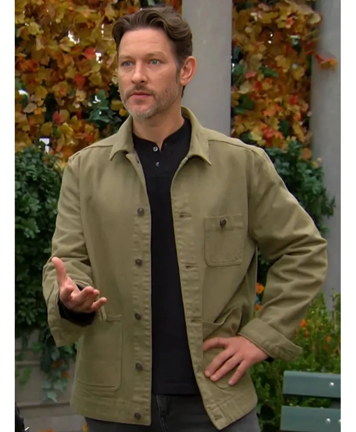 Daniel Romalotti The Young And The Restless 2025 Michael Graziadei Military Green Cotton Jacket