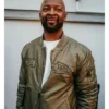 Dante Hall Kansas City Chiefs Green Satin Military Bomber Jacket