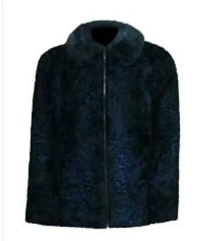 Dark Blue Persian Lamb Fur Coat