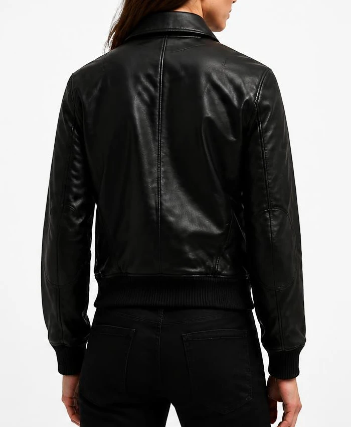 Dark Matter Daniela Dessen Black Leather Bomber Jacket Women