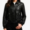 Dark Matter Daniela Dessen Black Leather Bomber Jacket Womens