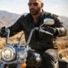 Dave Bautista The Wrecking Crew 2026 Black Leather Jacket