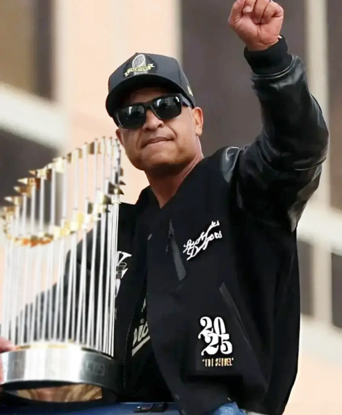 Dave Roberts Dodgers World Series Championship Parade Black Jacket