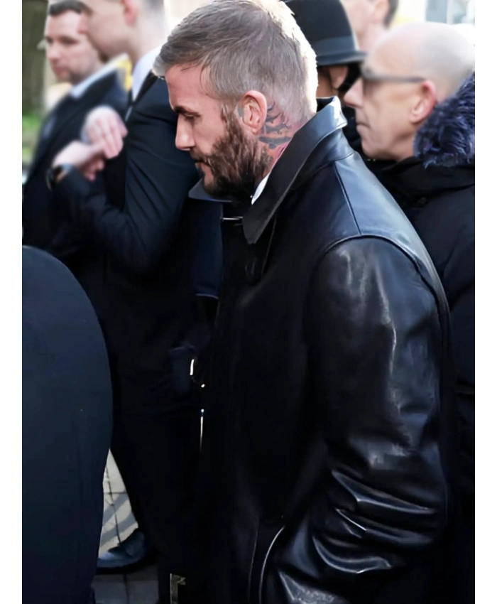 David Beckham Funeral Of Gary Mounfield Leather Coat - Image 2