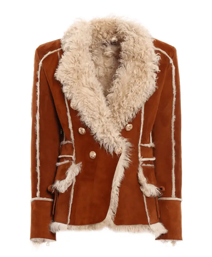 Deanna J Edikted Brown Oversized Suede Leather Shearling Jacket