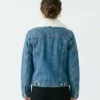 Denim Jacket With Fur For Ladies