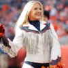 Denver Broncos Cheerleaders White Fringe Jacket