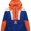 Denver Broncos HOMAGE X Starter Half Zip Orange Blue Pullover Jacket