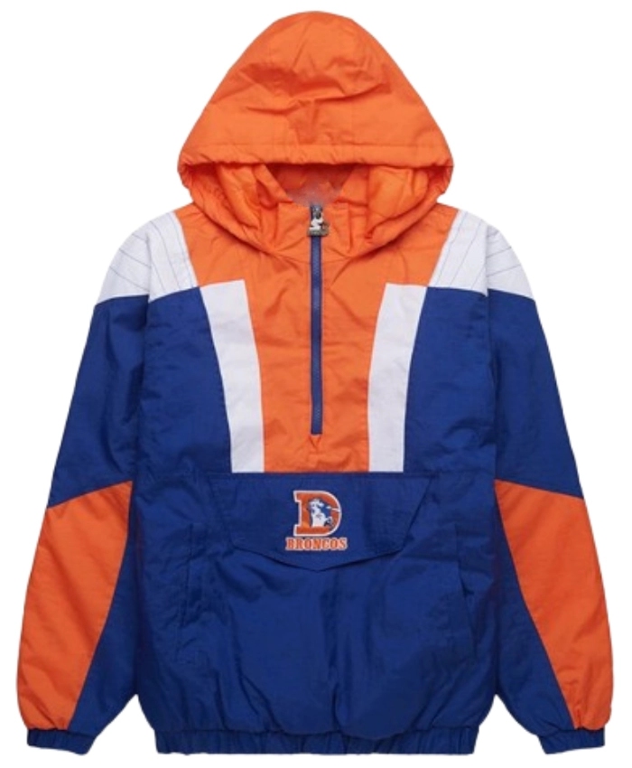 Denver Broncos HOMAGE X Starter Half Zip Orange Blue Pullover Jacket