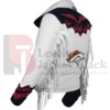 Denver Broncos NFL Cheerleaders White Fringe Jacket For Unisex