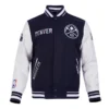 Denver Nuggets 2024 25 City Edition Chenille Navy Varsity Jacket