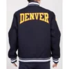 Denver Nuggets Crest Emblem Navy Varsity Wool Jacket Back