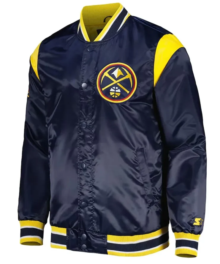 Denver Nuggets Force Play Navy Varsity Satin Jacket