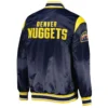 Denver Nuggets Force Play Navy Varsity Satin Jacket Back