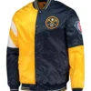 Denver Nuggets Full Snap Color Block Satin Yellow And Navy Blue Jacket
