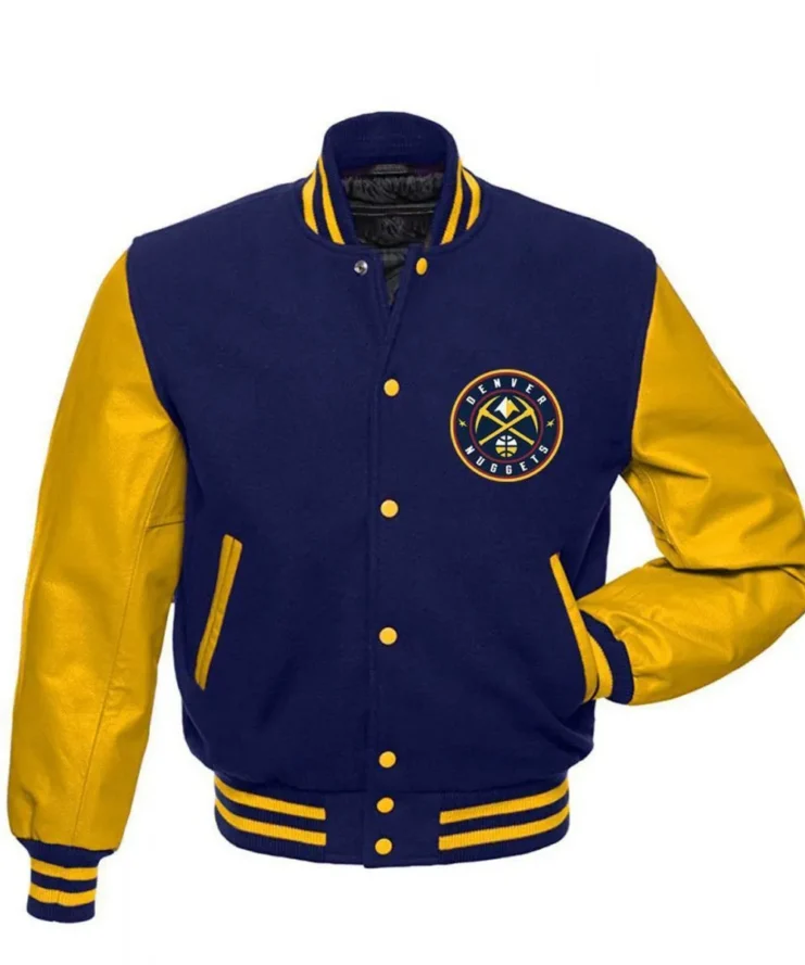 Denver Nuggets NBA Blue And Yellow Varsity Jacket