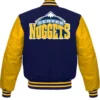 Denver Nuggets NBA Blue And Yellow Varsity Jacket Back