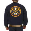 Denver Nuggets Navy Varsity Wool Jacket Back