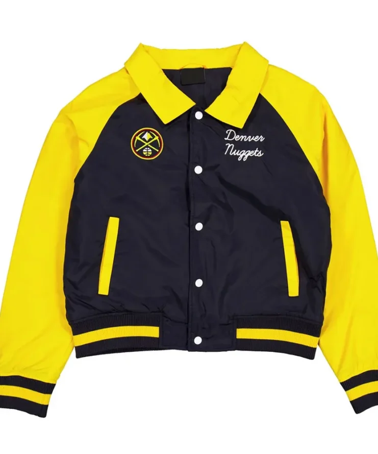Denver Nuggets Navy And Yellow Throwback Jacket