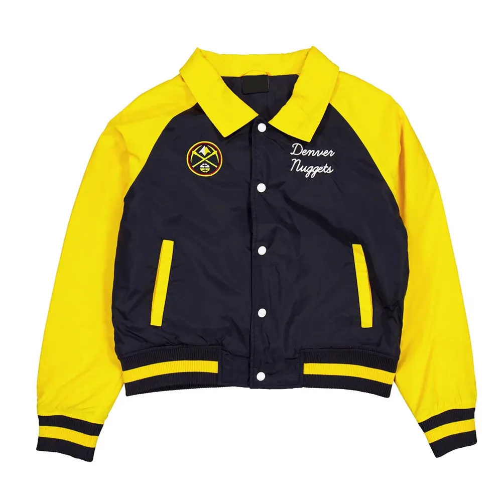 Denver Nuggets Navy And Yellow Throwback Jacket
