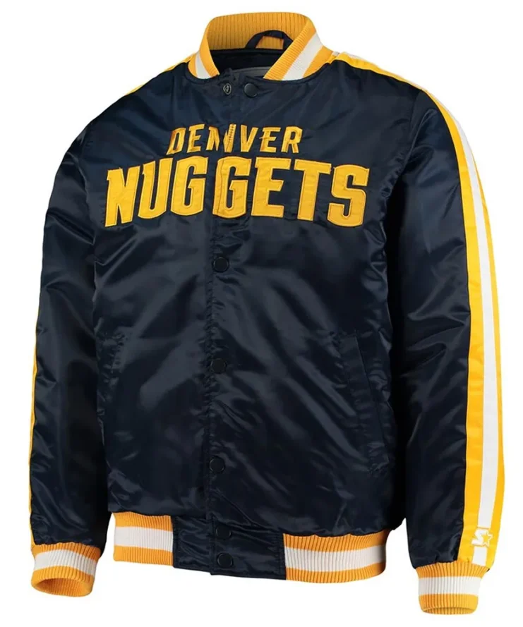 Denver Nuggets Offensive Navy Varsity Satin Jacket