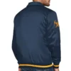 Denver Nuggets Stitch Applique Navy Satin Jacket Back