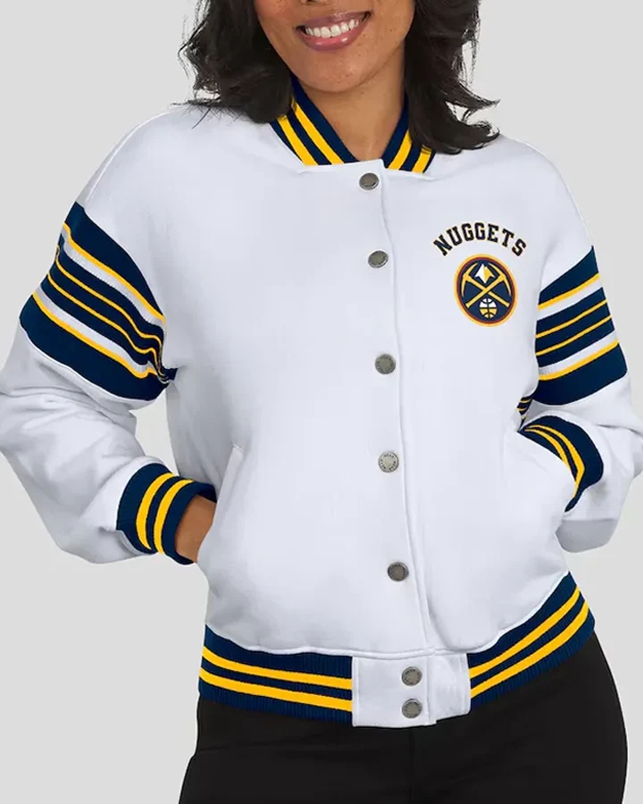 Denver Nuggets White Fleece Jacket