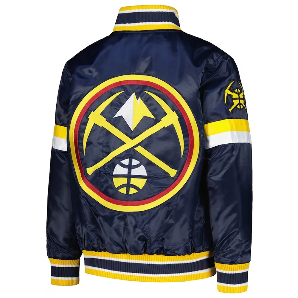 Denver Nuggets Youth Home Game Navy Satin Jacket Back
